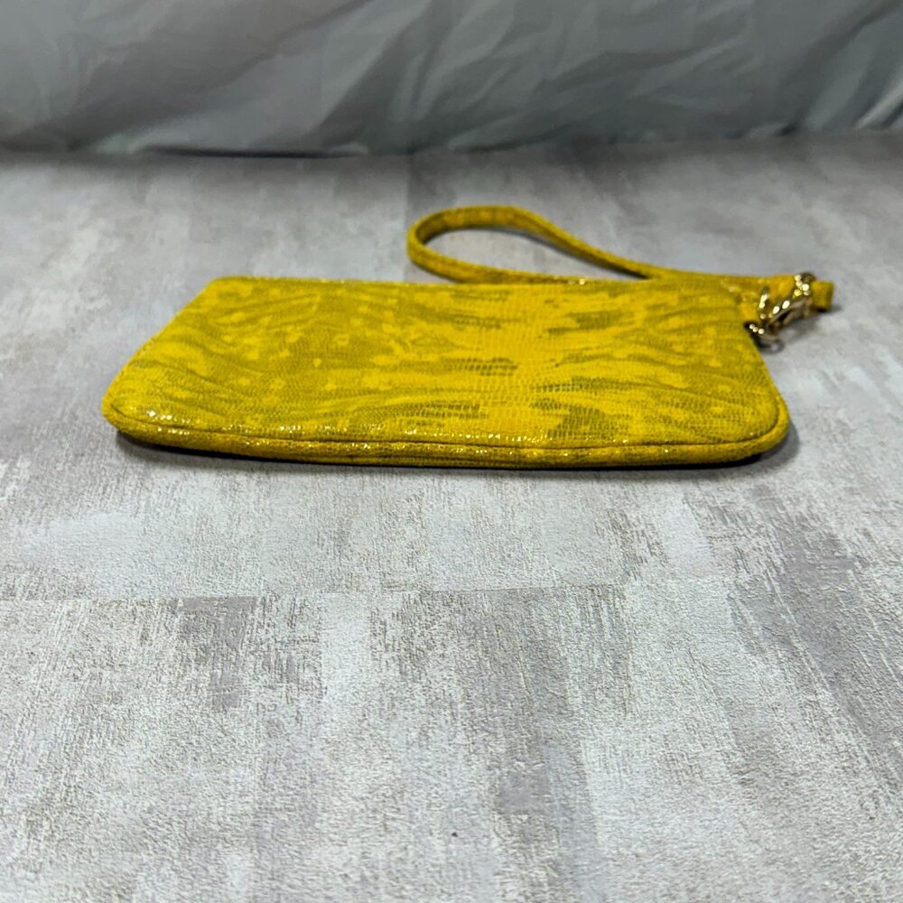TORY BURCH Reva Croc Embossed Leather Wristlet Wallet - Yellow - Picture 6 of 9